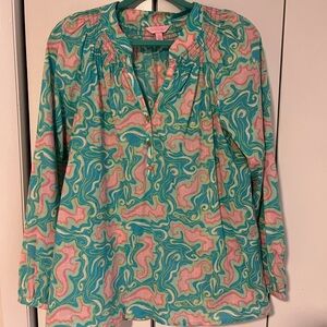 Lilly Pulitzer Size 10 Blue with Pink Seahorses